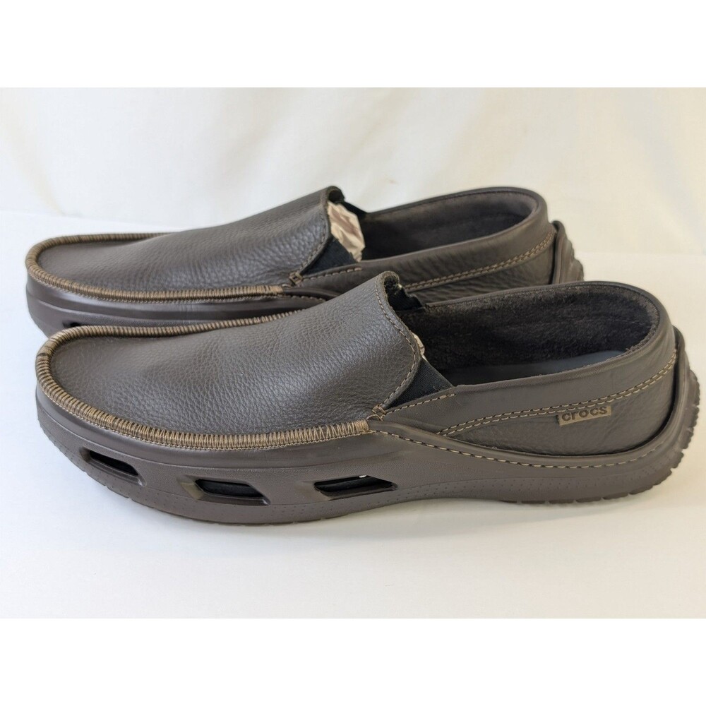 Crocs Tideline Sport Leather Loafers Men’s Size 11 Espresso Dark Brown #12197